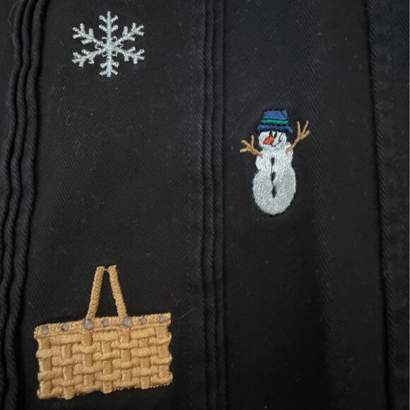 Longaberger Homestead Black Christmas Winter ButtonUp Shirt SZ L Basket Snowman - Picture 3 of 7